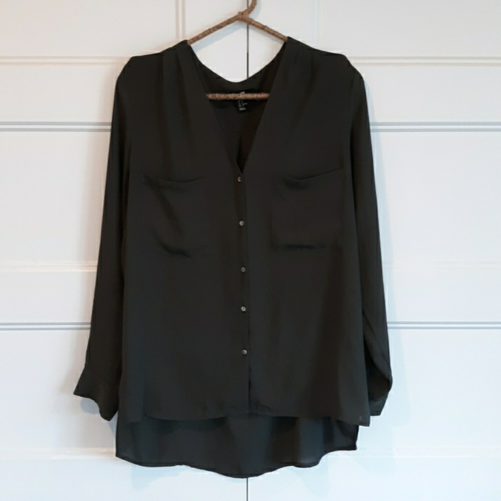 Army green button up shirt